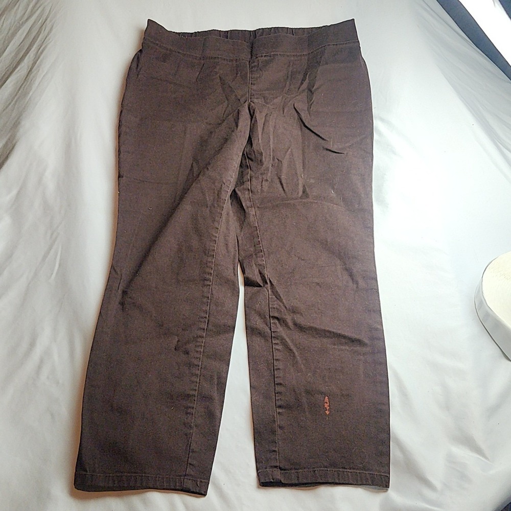 White Stag Cropped Pants Brown Elastic Waist Women's Size Large P